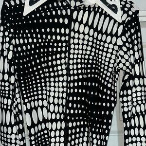 Elegant Black and White Polka Dot Women's Blouse